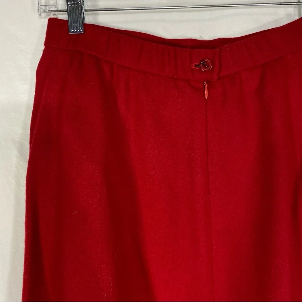 Koret Petites Vintage Red 100% Wool A-Lined Skirt w/Pockets